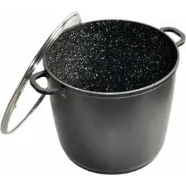 rukauf Topf Kochtopf, 10 Liter, Aluminiumlegierung, mit Antihaftbeschichtung, Schmortopf, D:28 cm, H: 20 cm, Schwarz