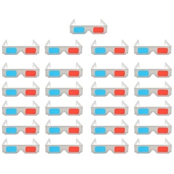 TPFNet 3D-Brille Anaglyphenbrille Rot/Cyan 3D Brille zum Ansehen von Filmen, 3D-Kino Brille – Material: Karton – Farbe: Weiß – 25 Stück weiß