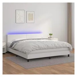 vidaXL Boxspringbett mit Matratze & LED Weiß 180x200 cm Kunstleder