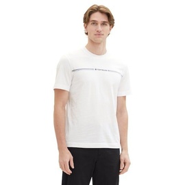 TOM TAILOR T-Shirt mit Label-Print, Weiss, S