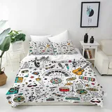 ANHOPE Musik Bettwäsche Set 3 Teilig Retro Musical Ausrüstung Bettbezug 240x220 cm + 2 Kissenbezug 80x80 cm Weich Microfaser Bettbezüge mit Reißverschluss Bettdeckenbezug für Kinder Jungen Mädchen