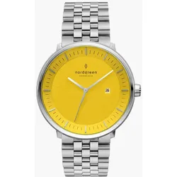 NORDGREEN - PHILOSOPHER - gelbes zifferblatt - 5 link steel / 36 MM