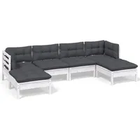 vidaXL Garten-Lounge-Set 6-tlg. weiß Kiefernholz