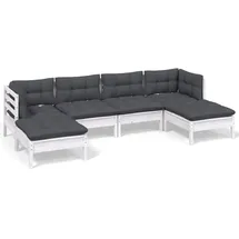 vidaXL Garten-Lounge-Set 6-tlg. weiß Kiefernholz