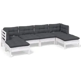vidaXL Garten-Lounge-Set 6-tlg. weiß Kiefernholz