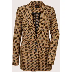 Jackenblazer MADELEINE "Blazer Langer Jersey-Blazer", Damen, Gr. 34, schwarz (caramel, schwarz, grau), Obermaterial: 43% Polyester PES. 34% Polyamid PA. 18% Baumwolle CO. 5% Elasthan EL., Modern, normal, Blazer