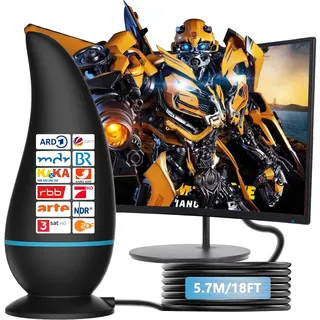 DVB-T/DVB-T2-Antenne, Rewave TV Antenne, HDTV Zimmerantenne für Fernseher Großer Reichweite und 360° Empfang verstärkte Unterstützung Signalverstärker für 4K HD-Lokalkanäle und alle älteren Fernseher