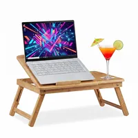 Relaxdays Laptoptisch mit Schublade Bambus
