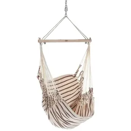 Chico Chico-Hängesessel 190 x 95 cm (inkl. Drehwirbel, Karabiner und Kette) - Baumwolle, weiß-braun