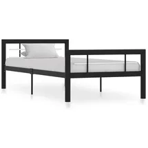 furnicato Bettgestell Schwarz und Weiß Metall 90x200 cm