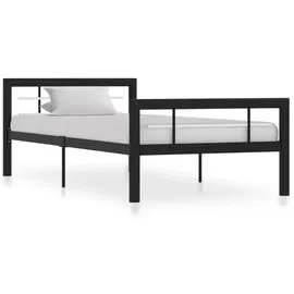 furnicato Bettgestell Schwarz und Weiß Metall 90x200 cm