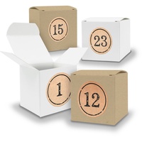 Adventskalender zum Füllen 24x Würfel 6,5cm gemischt WEISS BRAUN + Sticker V06 Z11