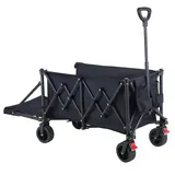 YEAUPE PRO Bollerwagen Faltbar mit Bremsen 160L 200KG Belastbar, Strandwagen Klappbar mit Heckklappe, Bollerwagen für Garten, Camping, Einkaufen & Picknick, Schwarz