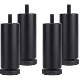 NURBAL Möbelfüße Verstellbar 4 Stück, Hochwertige Aluminium Möbelfüße, DIY rutschfest/Abriebfest Füße für möbel, für Tischfuß Couchfüße Bettfüße 12cm/4.7in schwarz