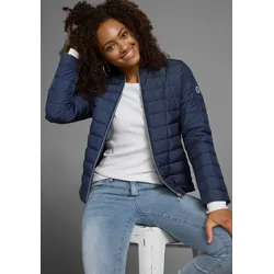 Steppjacke KANGAROOS, Damen, Gr. 38, blau (marine), Obermaterial: 100% Polyester. Futter: 100% Polyester. Wattierung: 100% Polyester, unifarben, kontrastfarbene Details, casual, figurbetont hüftlang, Langarm, Jacken, figurbetonter Schnitt, hüftlange Passform