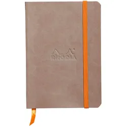 Rhodiarama flexibles Notizbuch A6 72 Blatt liniert, Papier elfenbein 90g, mit Gummizugverschluss - Taupe 117304C