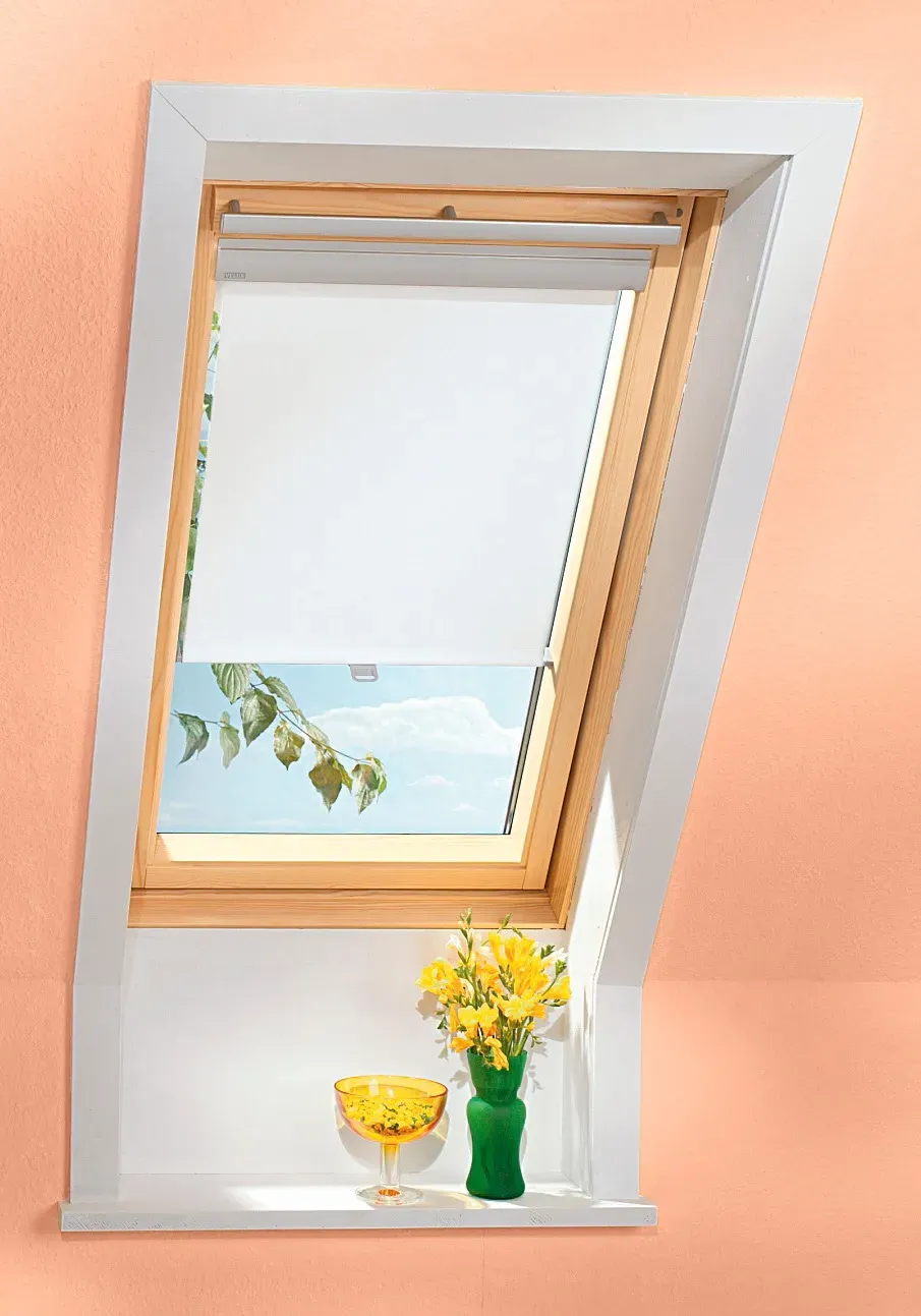 Dachfensterrollo VELUX "mit Haltekrallen RHL 100/SK00/CK00/MK00/FK00 1086", beige (hellbeige), SK06-SK08-S06-S08-S10-SK10-SK06-SK08-SK10, Fixierung in drei Positionen, Aluminium, Polyester, Rollos, Lichtregulierung und Privatsphäre