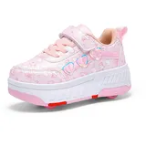 Hearda Schuhe mit Rollen für Mädchen Jungen, Kinder Rollschuhe Schuhe mit 4 Rollen Abnehmbar, Mädchen Turnschuhe 2-in-1 Rollschuhe Outdoor-Turnschuhe mit Rollen-Skateboardschuhe - 31 EU