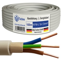 M&G Techno 100m NYM-J 3x1,5 mm2 Mantelleitung Feuchtraumkabel Elektrokabel Kupfer Made in Germany