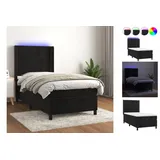 vidaXL Boxspringbett mit Matratze & LED Schwarz 80x200 cm Samt