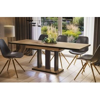 Endo-Möbel Esstisch Appia Special 130 - 210 cm bi colour erweiterbar ausziehbar Säulentisch Küchentisch (Wotan Eiche)