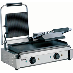 Gastro Doppel-Elektro-Kontaktgrill 3,6 kW Grillplatten oben gerillt, unten glatt