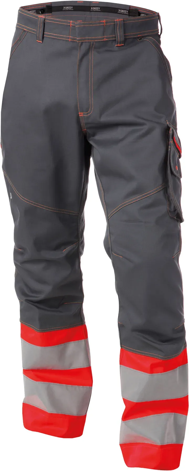 DASSY® Phoenix Warnschutz Bundhose - zementgrau/neonrot - 44