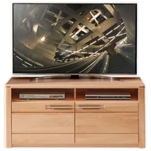 Stella Trading NATURE ONE TV-Lowboard in Kernbuche Metall, Kernbuche, massiv, 3 Fächer, 131x58x45 cm Kabeldurchlass, Wohnzimmer, - 131 x 58 x 45 (B/H/T)