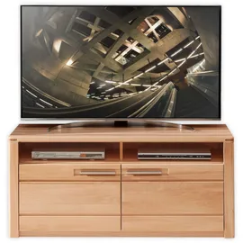 Stella Trading NATURE ONE TV-Lowboard in Kernbuche Metall, Kernbuche, massiv, 3 Fächer, 131x58x45 cm Kabeldurchlass, Wohnzimmer, - 131 x 58 x 45 (B/H/T)