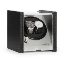 Klarstein Uhrenbeweger Tokyo 2 für 2 Uhren mit 3 Geschwindigkeiten 17,5 cm x 18,4 cm x 18,5 cm Schwarz/Silber