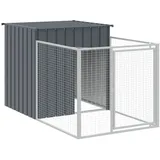 vidaXL - Hundehütte Mit Auslauf Anthrazit 110x201x110cm Verzinkter Stahl