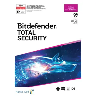 BitDefender Total Security 2019 1 Gerät 2 Jahre PKC DE Win Mac Android iOS