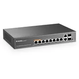 MokerLink 12 Port Gigabit PoE Switch mit 8 PoE+ Port, 2 Gigabit Uplink, 2 SFP Port, 120W AI Detection, Qos & Extend, lüfterloser Metall Plug & Play Unmanaged Netzwerk Switch