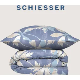 SCHIESSER Vera Floral Blau 135 x 200 cm + 80 x 80 cm