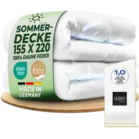 LILENO HOME Premium Feder- und Daunendecke Sommer 155x220 - Flüsterleise & Wolkenweich - luftig leichte Sommer Federn Daunenbettdecke - Made in DE, Oeko-Tex & 60°C Waschbare