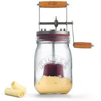 Kilner Butterfass Glas mit Handkurbel, leckere Butter selber machen in nur 10 Minuten, mit Silikonrührer, 1L, inkl. Anleitung und Rezepten, auch für Kräuterbutter, Knoblauchbutter usw., 27 cm hoch