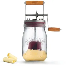Kilner Butterfass Glas mit Handkurbel, leckere Butter selber machen in nur 10 Minuten, mit Silikonrührer, 1L, inkl. Anleitung und Rezepten, auch für Kräuterbutter, Knoblauchbutter usw., 27 cm hoch