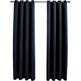 vidaXL Verdunkelungsvorhang Ösen 140 x 225 cm schwarz 2 St.