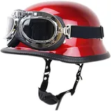 Halbhelme Halbschalenhelm Jethelm Retro Mit ECE, Sturzhelm Motorradhalbhelm Mit Schutzbrille Offenem Helm, Für Chopper Scooter Herren Damen Mit Herausnehmbares Futter 3,M