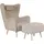 Home Affaire Ohrensessel Telford Mikrofaser 77 x 106 x 92 cm Beige mit Hocker