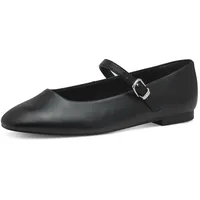 TAMARIS Riemchenballerina, Blockabsatz, Businessschuh, Flats in veganer Verarbeitung, schwarz,