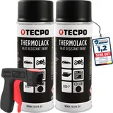 2x TECPO Thermolack Auspufflack Ofenlack 800°C schwarz 400 ml +...