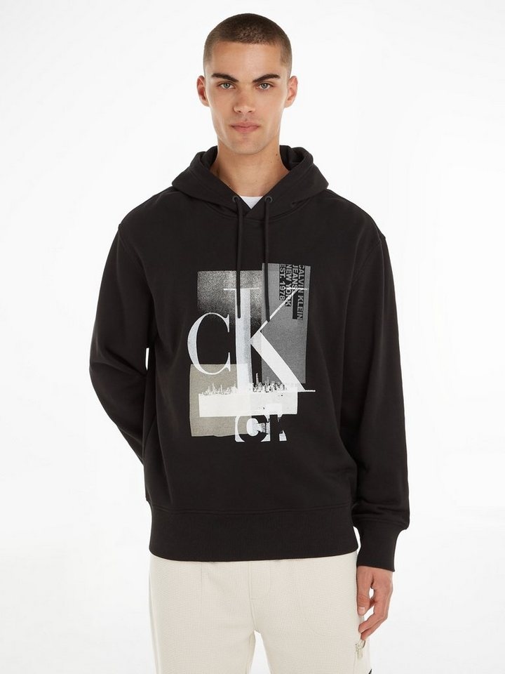 Calvin Klein Jeans Kapuzensweatshirt CONNECTED LAYER LANDSCAPE HOODIE schwarz M