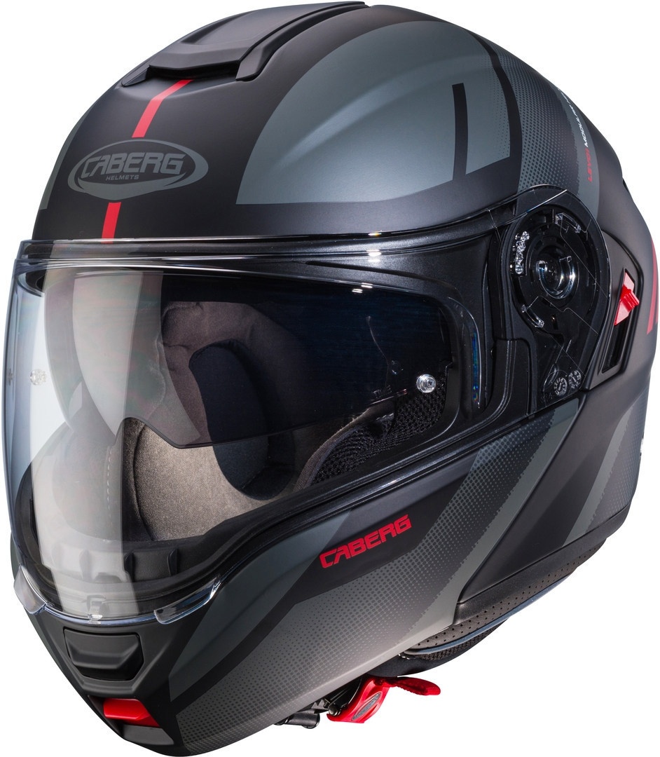 Caberg Levo X Manta Klapphelm, schwarz-grau-rot, Größe M für Männer