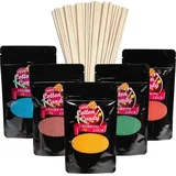 Zuckerwatte Zucker Set 5 x 200g Premium Aroma Zucker + 50 Stäbe Farbzucker für Zuckerwatte