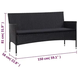 vidaXL Polyrattan Set 5-tlg. schwarz