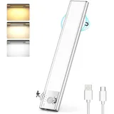 Lureshine Schrankbeleuchtung LED 76 LEDs Unterbauleuchte küche Schranklicht Schrankleuchte mit Bewegungsmelder, 3 Farbmodi, Dimmbar, USB Wiederaufladbar, Led Leiste, für Kleiderschrank, Treppe