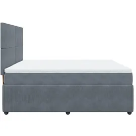 vidaXL Boxspringbett mit Matratze Dunkelgrau 180x200 cm Samt