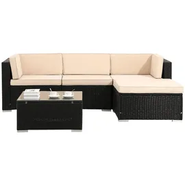 Arebos Polyrattan Gartenmöbel Lounge Palma 4 Pers. | Schwarz,