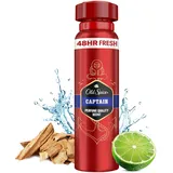 Old Spice Captain Deodorant Körperspray für Männer (150 ml), Herren, 48 h Frische, 0 % Aluminiumsalze, keine weißen Rückstände und gelben Flecken